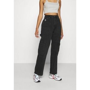 RAGGED PRIEST Sz 28 Black Straight Leg Combat Cargo Jeans